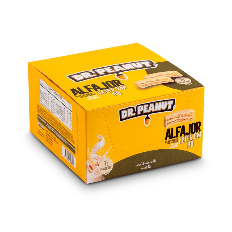 Alfajor Proteico Sabor Leite Em Pó Display 12X55g Dr Peanut