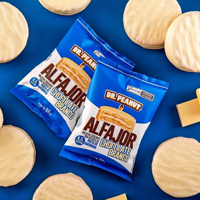 Alfajor Chocolate Branco (55g) - Dr Peanut - Categorias Menu