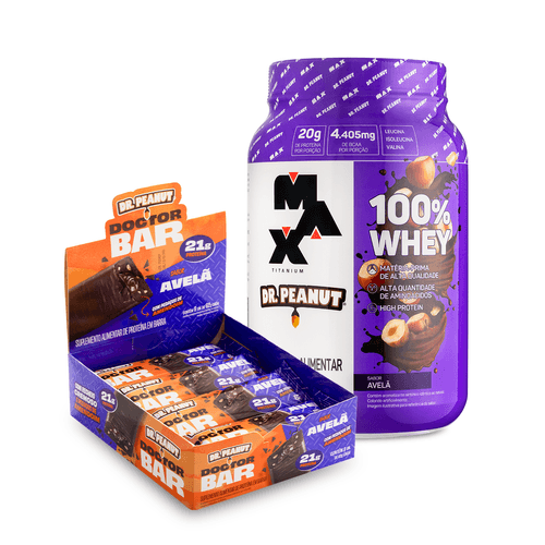 Combo Avelã Flavor: 100% Whey Avelã + Doctor bar Avelã