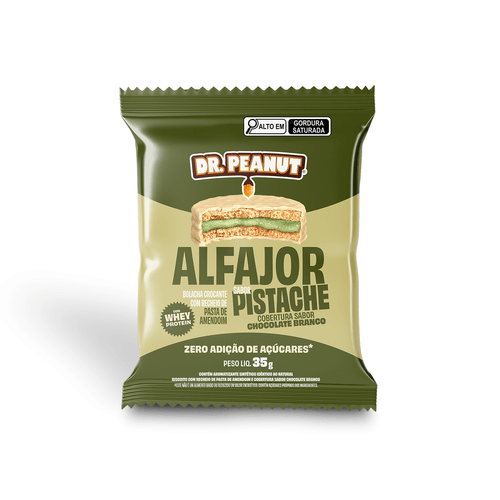 Alfajor sabor Pistache com cobertura de chocolate branco 35g