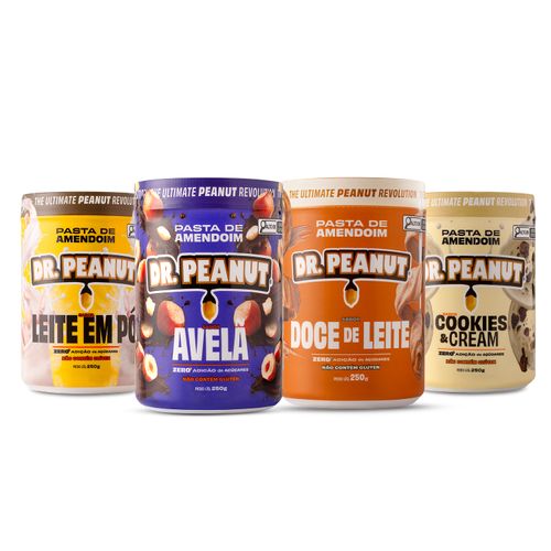 Combo Flavor Fusion - 4 pastas 250g - sabor Doce de Leite, Avelã, Leite em Pó e Cookies & Cream