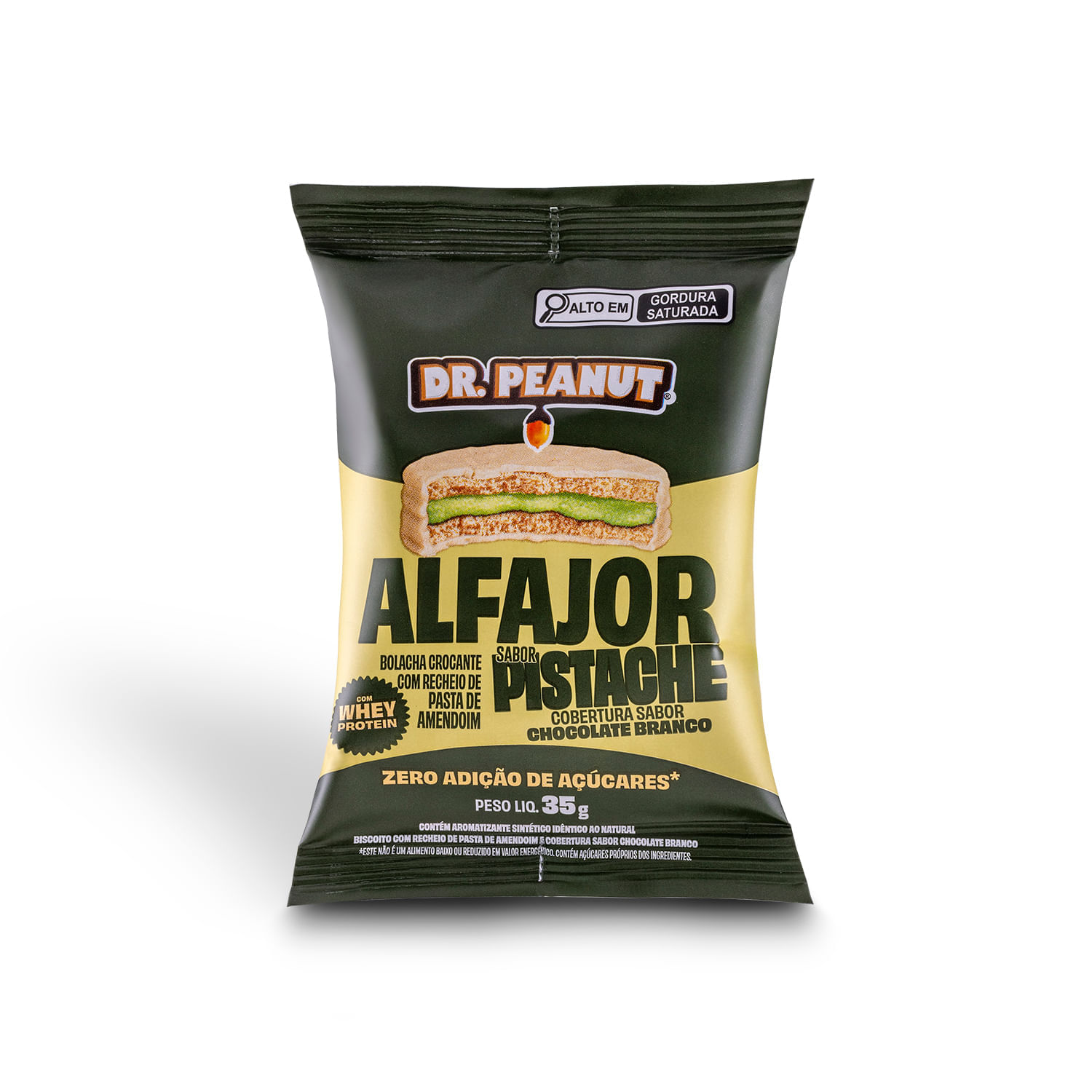 Alfajor sabor Pistache com Cobertura de Chocolate Branco