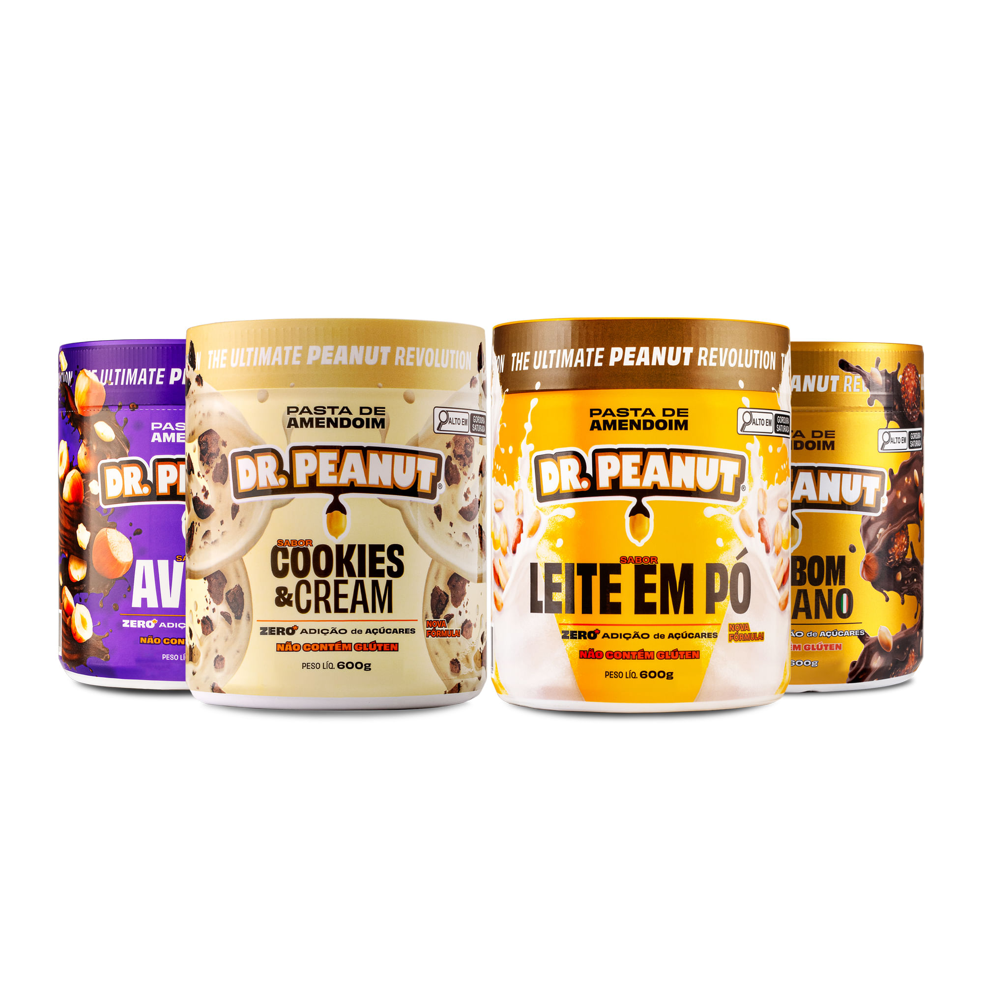 Combo Legacy - 4 pastas de 600g sabor Avelã, Cookies & Cream, Leite em Pó e Bombom Italiano